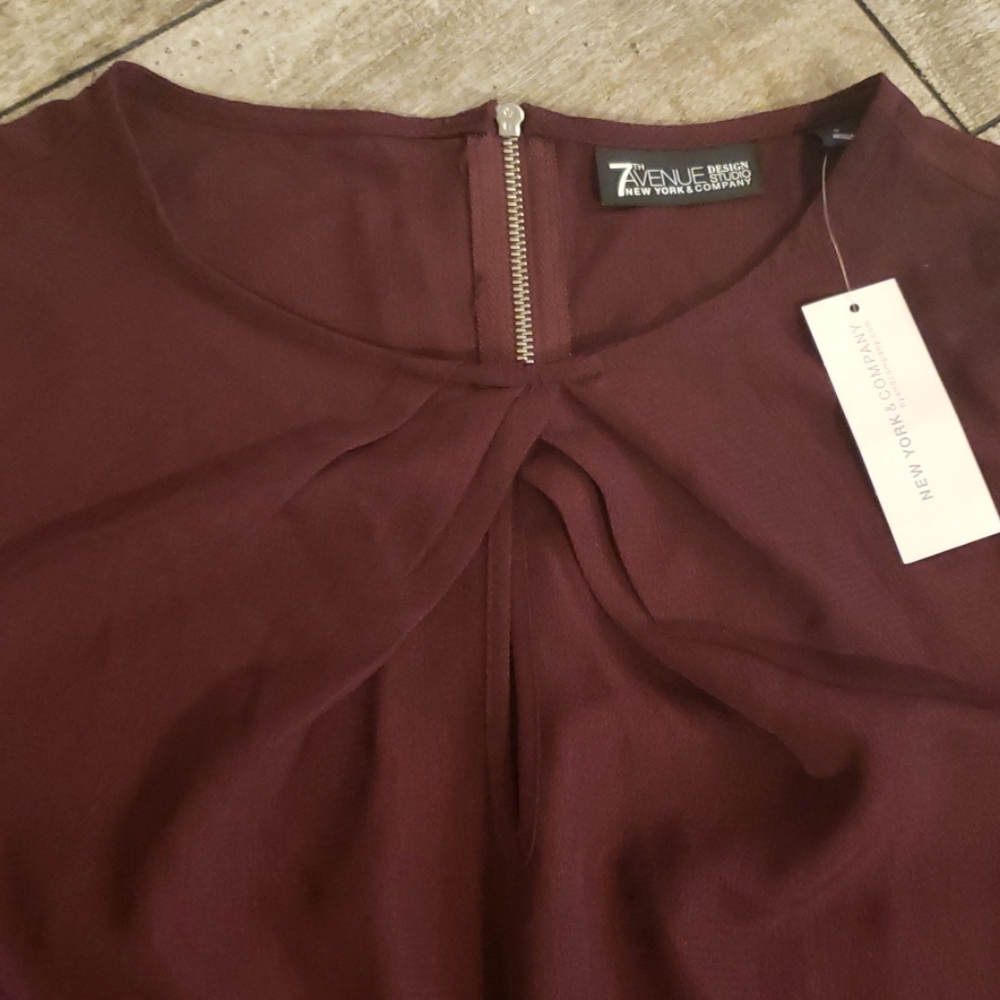 New York & Co. long sleeve Burgundy Blouse NWT - Picture 4 of 5